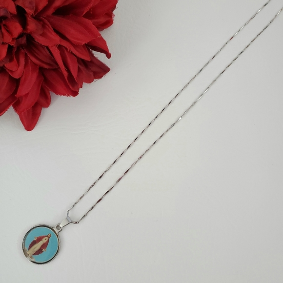 Sacred Heart of Jesus Silver Colored Necklace - Picture 2 of 3